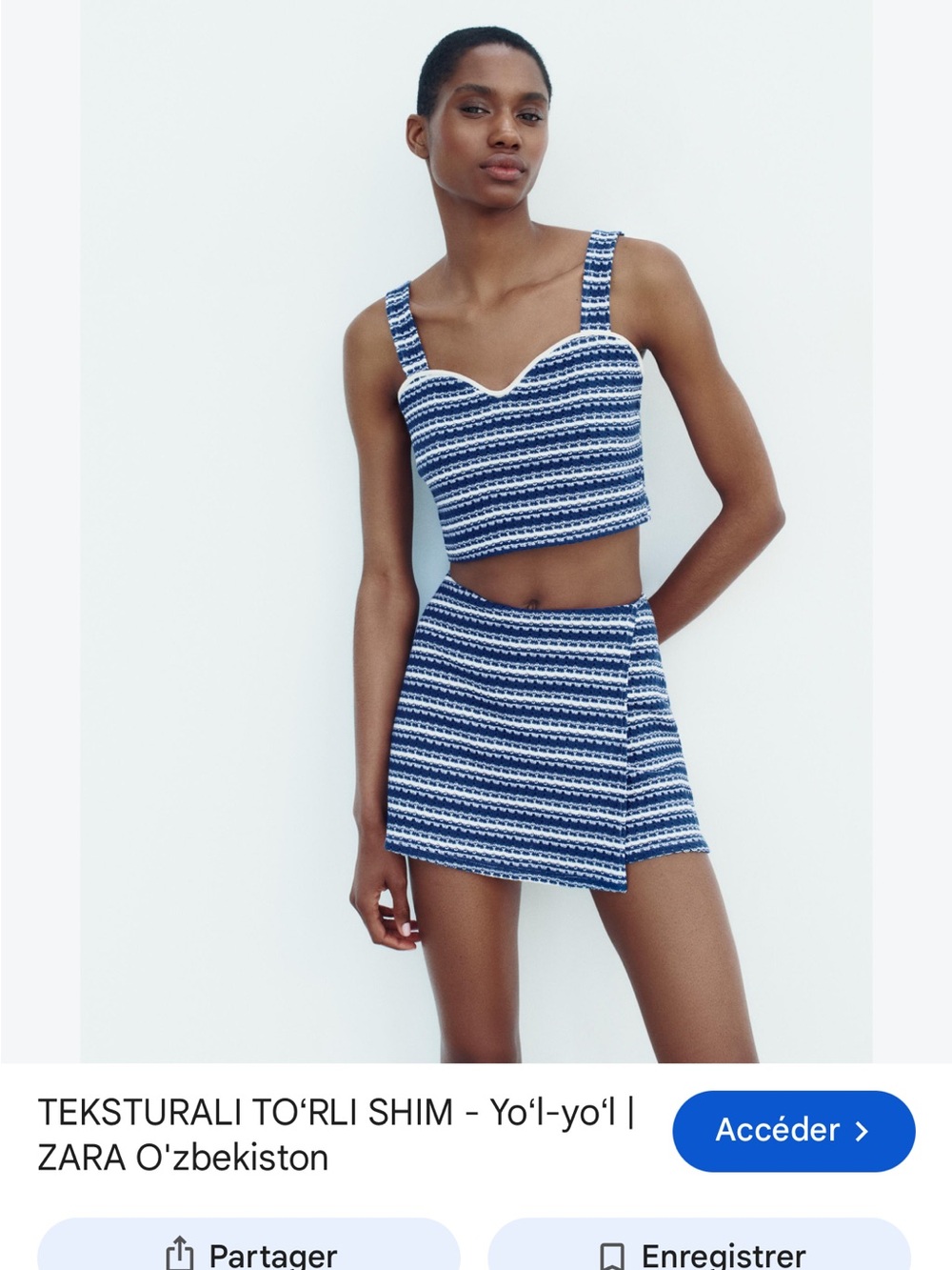 Zara Blue and White Striped Skirt Set